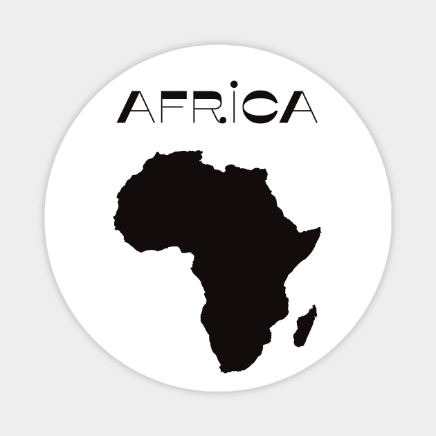 Black Map of Africa 70s Style Magnet by Inogitna Designs